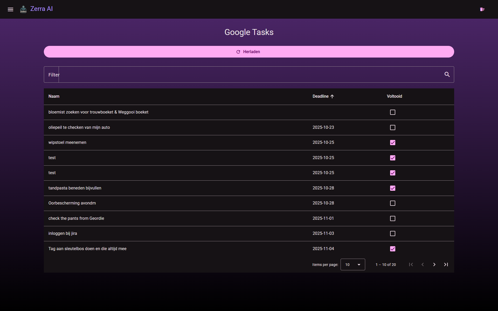5. Taken (Google Tasks integratie)
